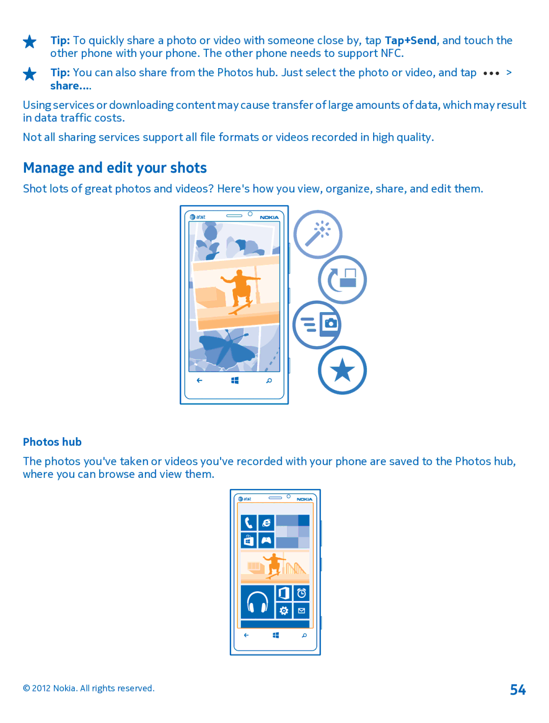 Nokia 920 manual Manage and edit your shots, Photos hub 