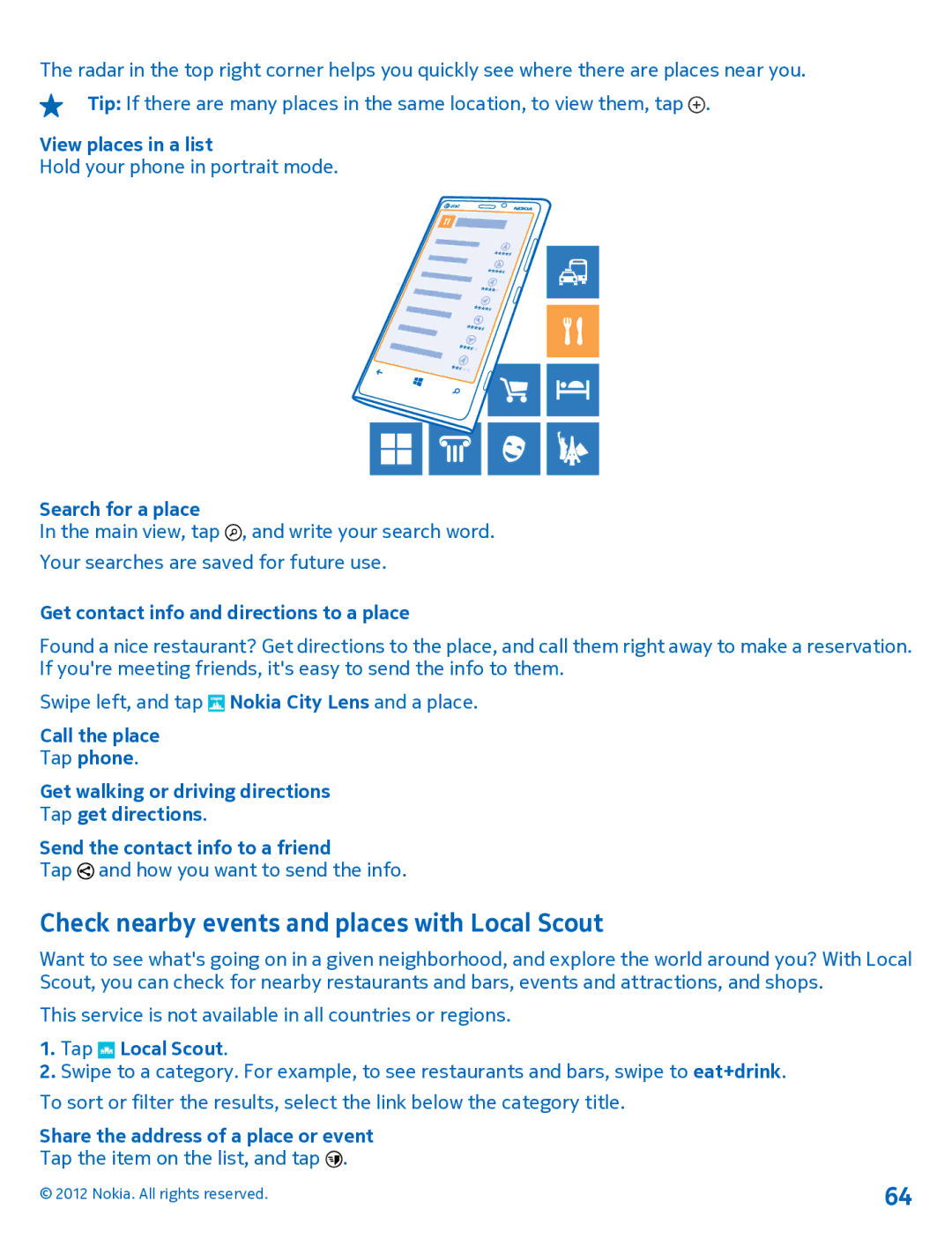 Nokia 920 manual Check nearby events and places with Local Scout 