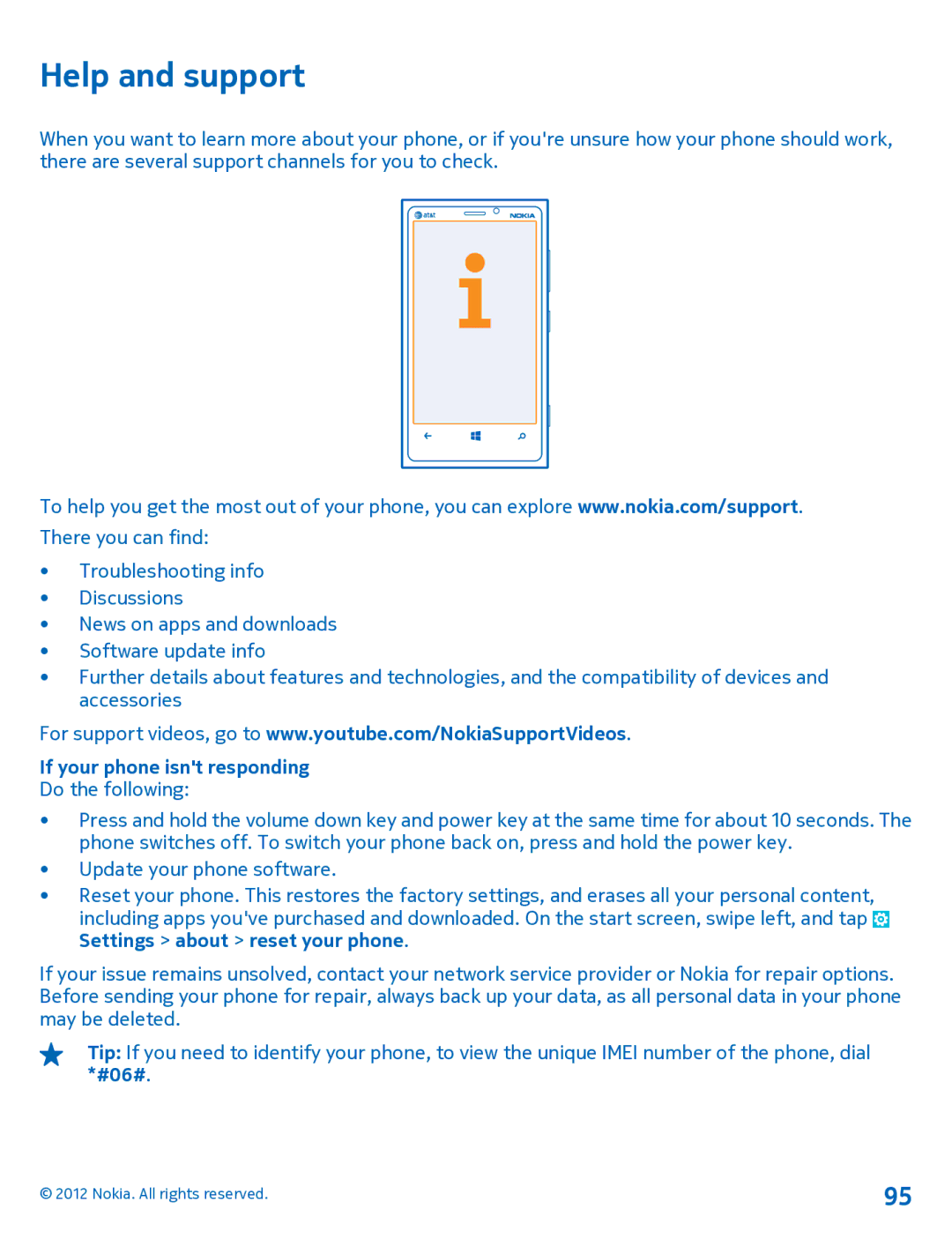 Nokia 920 manual Help and support, If your phone isnt responding 