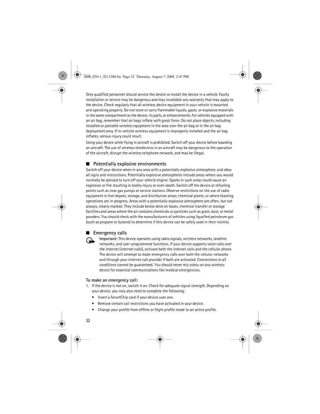 Nokia 9211380 manual Potentially explosive environments, Emergency calls 