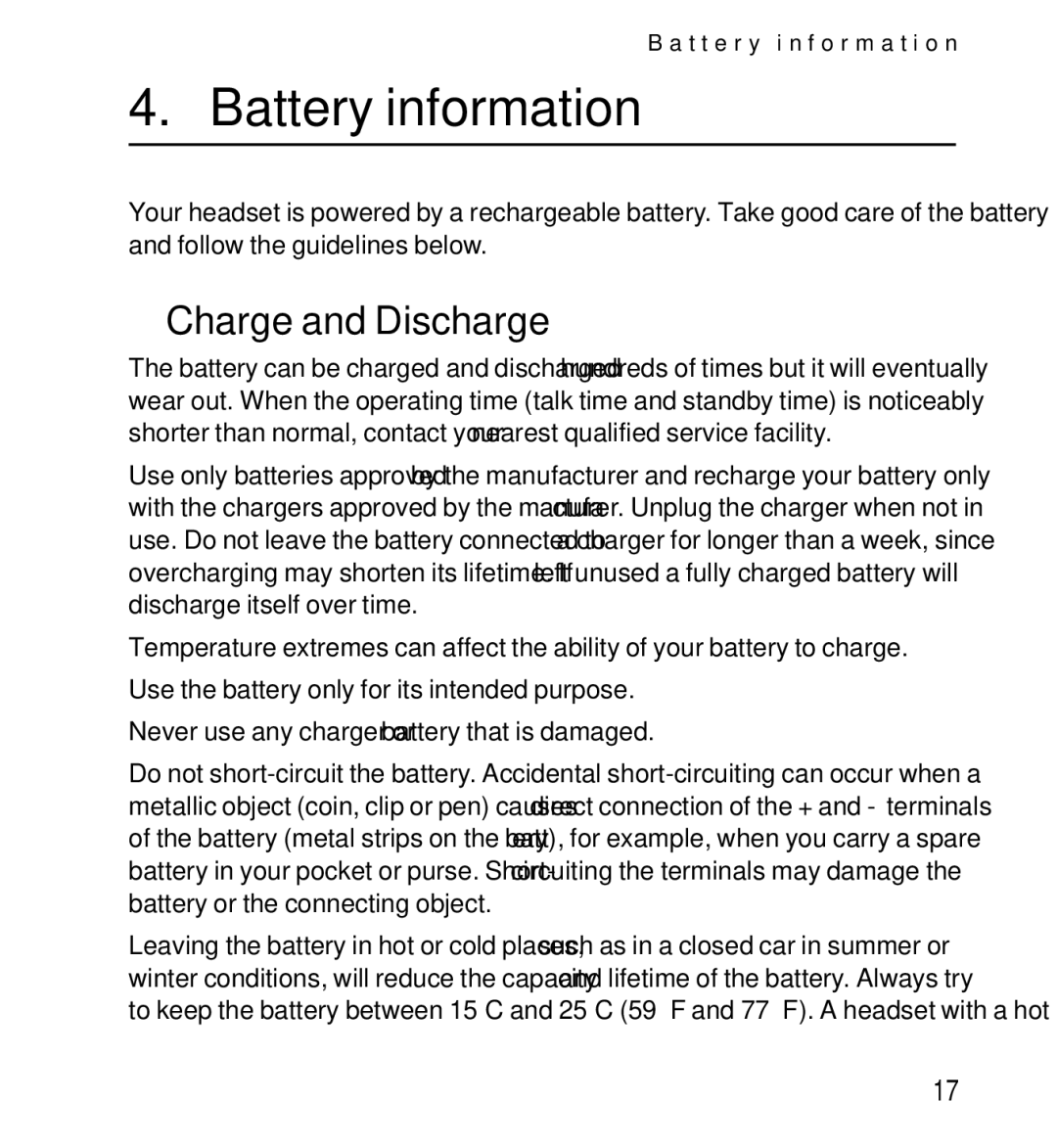 Nokia 9232254 manual Battery information, Charge and Discharge 