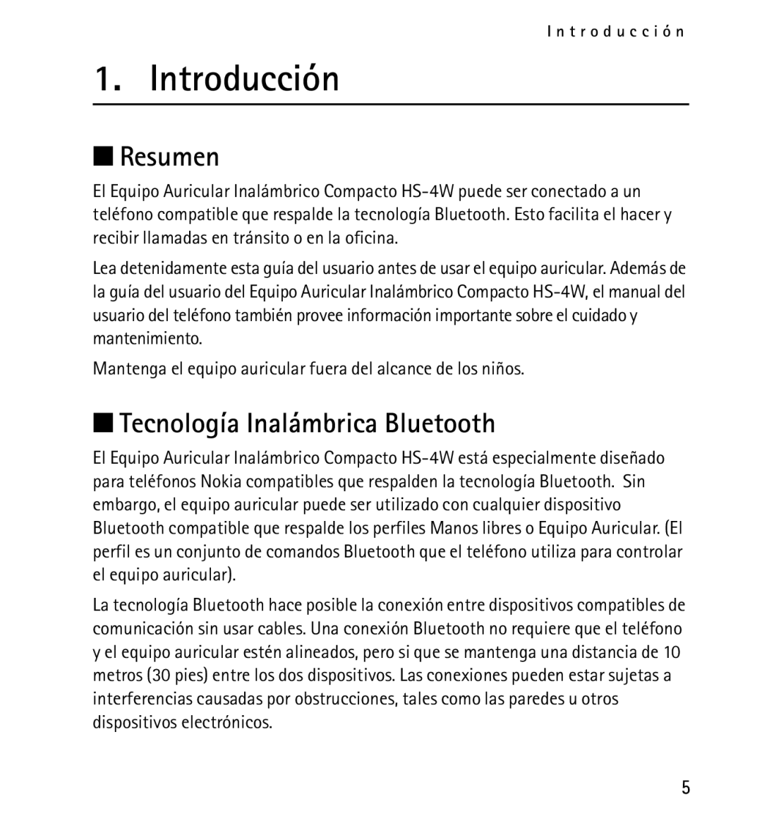 Nokia 9232254 manual Introducción, Resumen, Tecnología Inalámbrica Bluetooth 