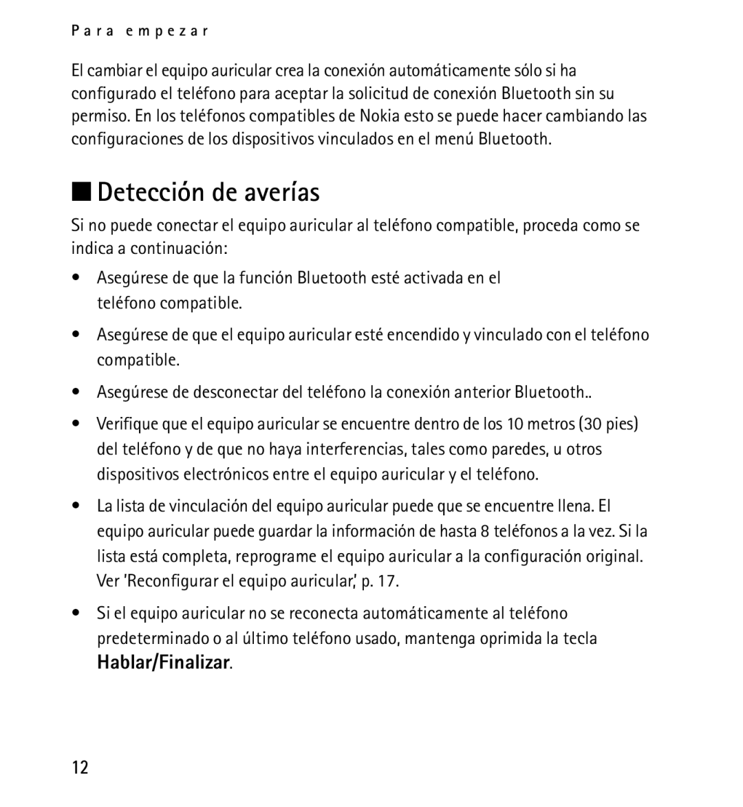 Nokia 9232254 manual Detección de averías 