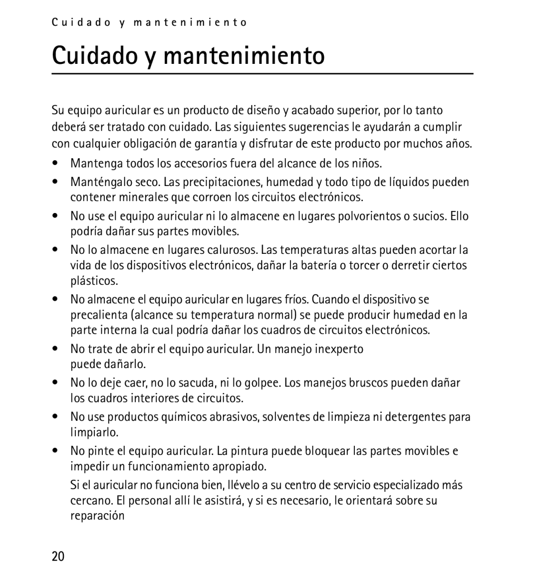 Nokia 9232254 manual Cuidado y mantenimiento 