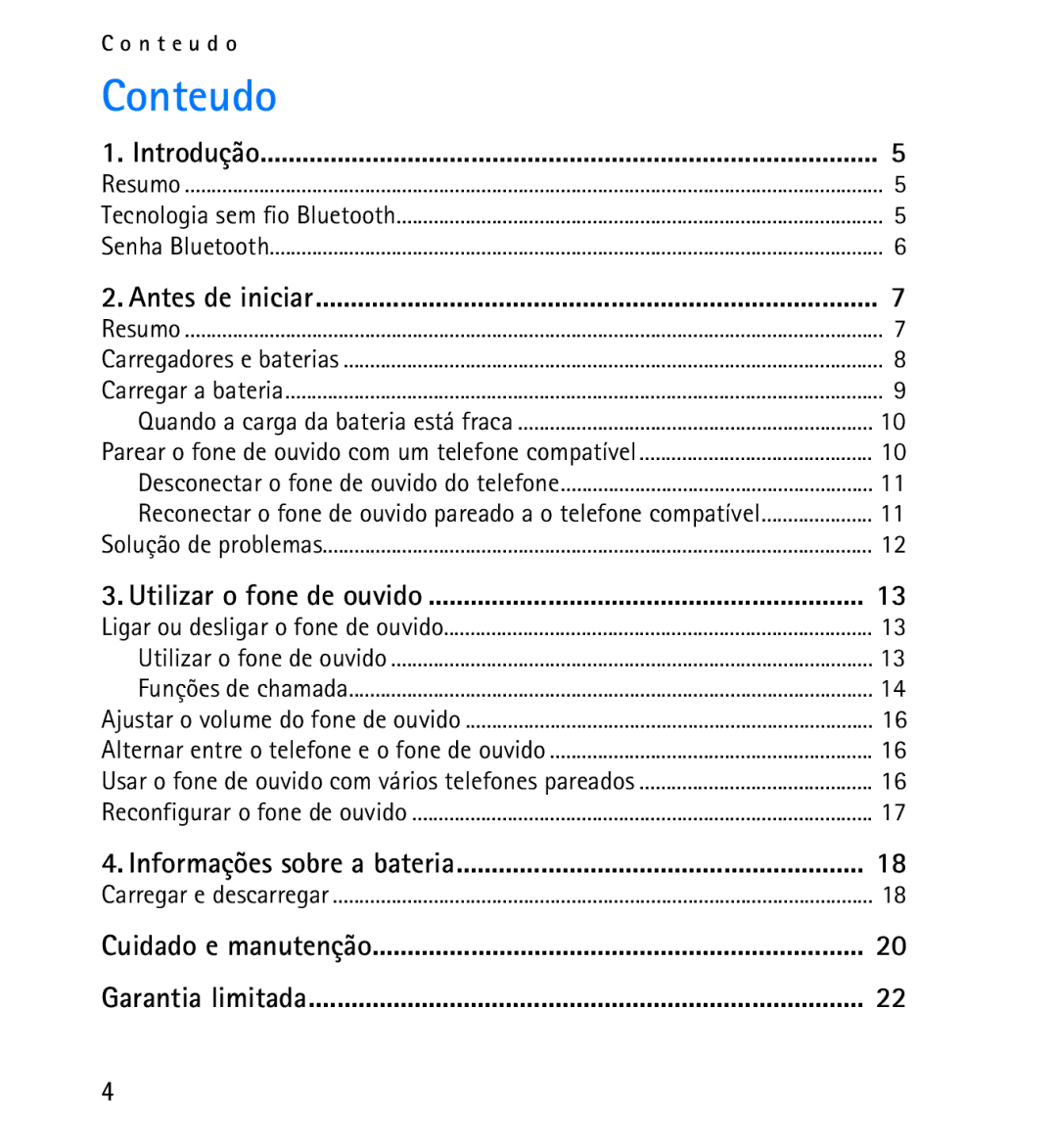 Nokia 9232254 manual Conteudo 