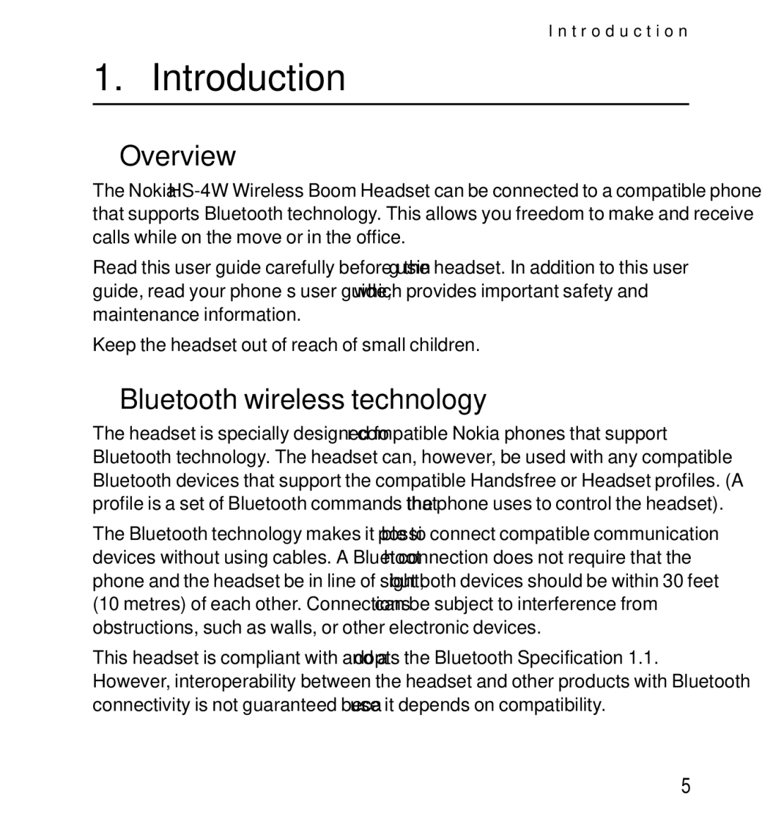 Nokia 9232254 manual Introduction, Overview, Bluetooth wireless technology 