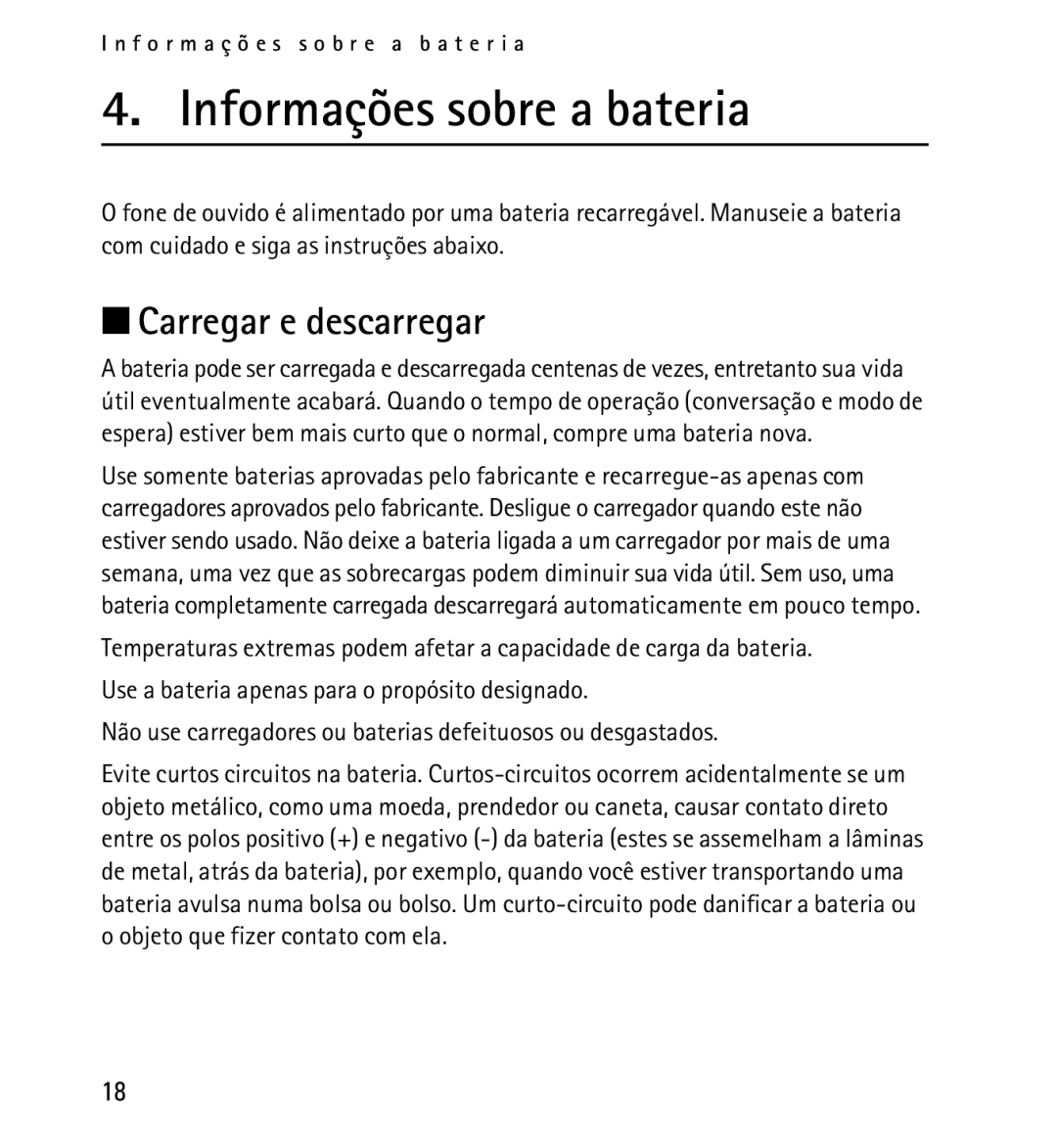 Nokia 9232254 manual Informações sobre a bateria, Carregar e descarregar 