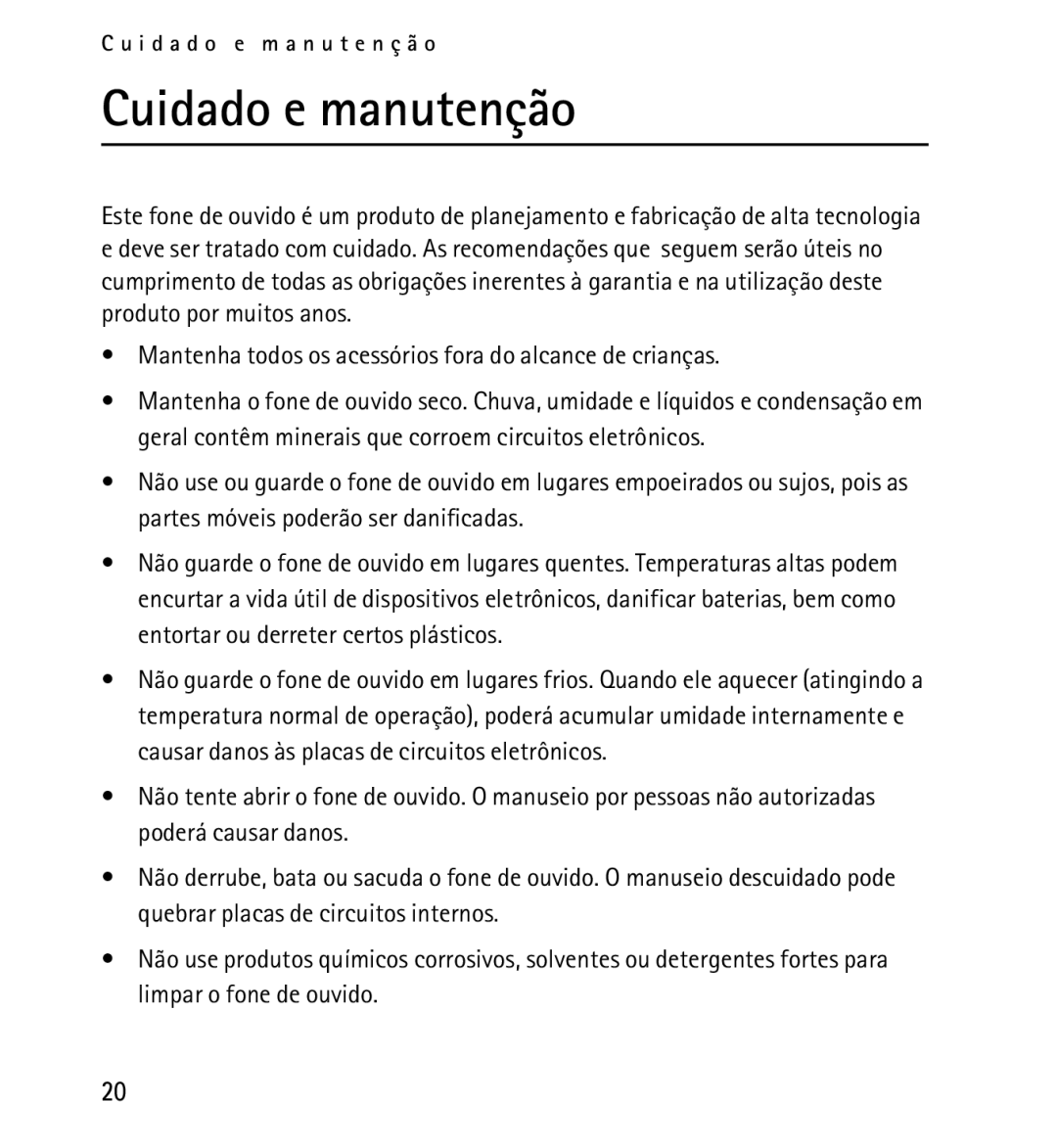 Nokia 9232254 manual Cuidado e manutenção 