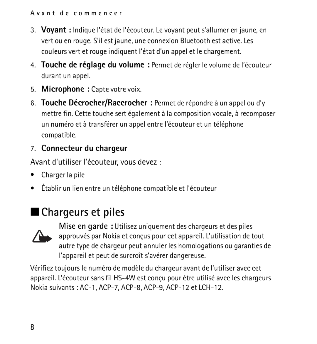 Nokia 9232254 manual Chargeurs et piles, Connecteur du chargeur 