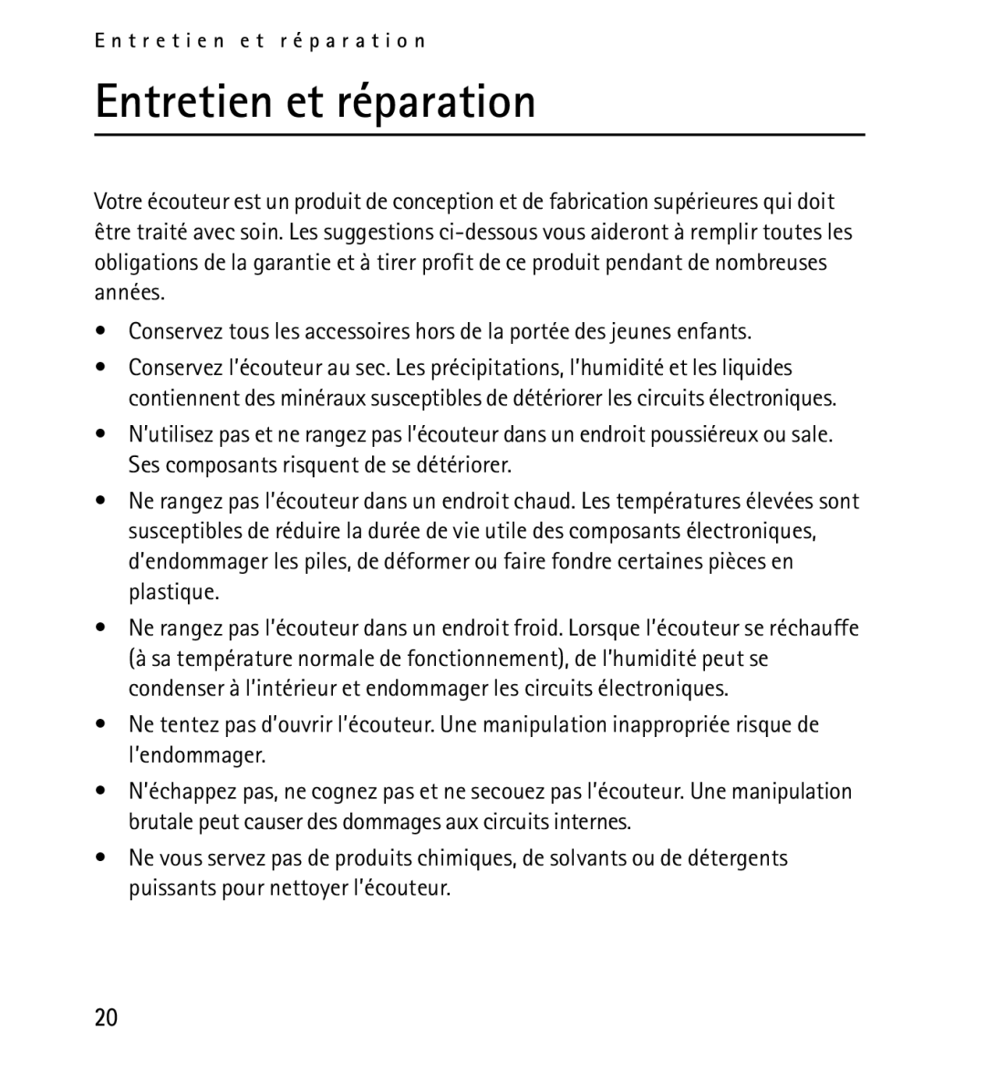 Nokia 9232254 manual Entretien et réparation 