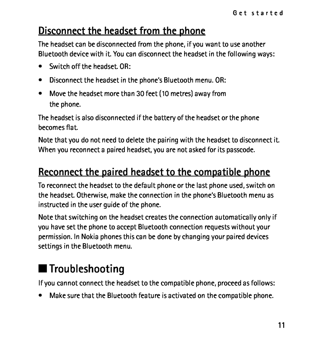 Nokia 9232254 manual Troubleshooting, Disconnect the headset from the phone 