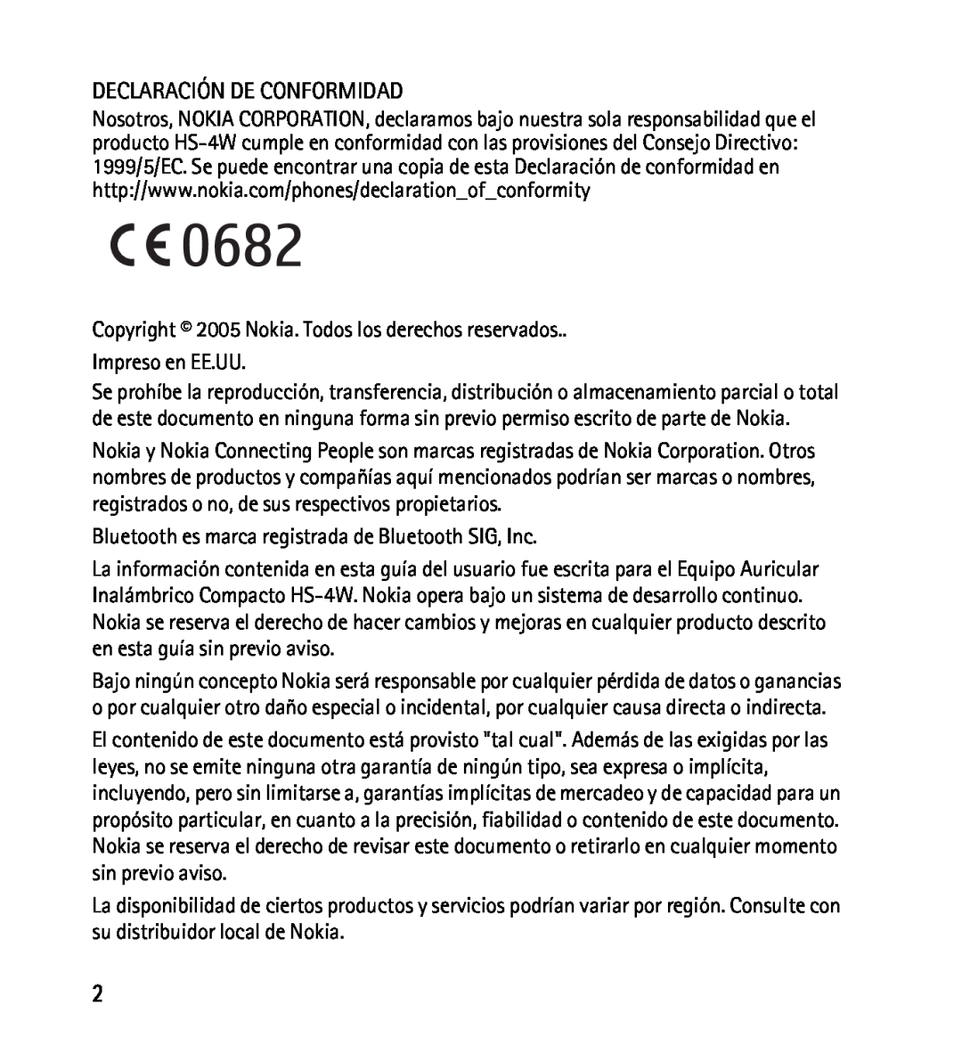 Nokia 9232254 manual Declaración De Conformidad 