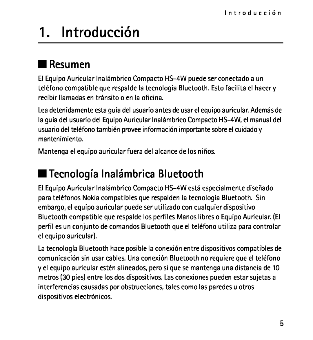 Nokia 9232254 manual Introducción, Resumen, Tecnología Inalámbrica Bluetooth 