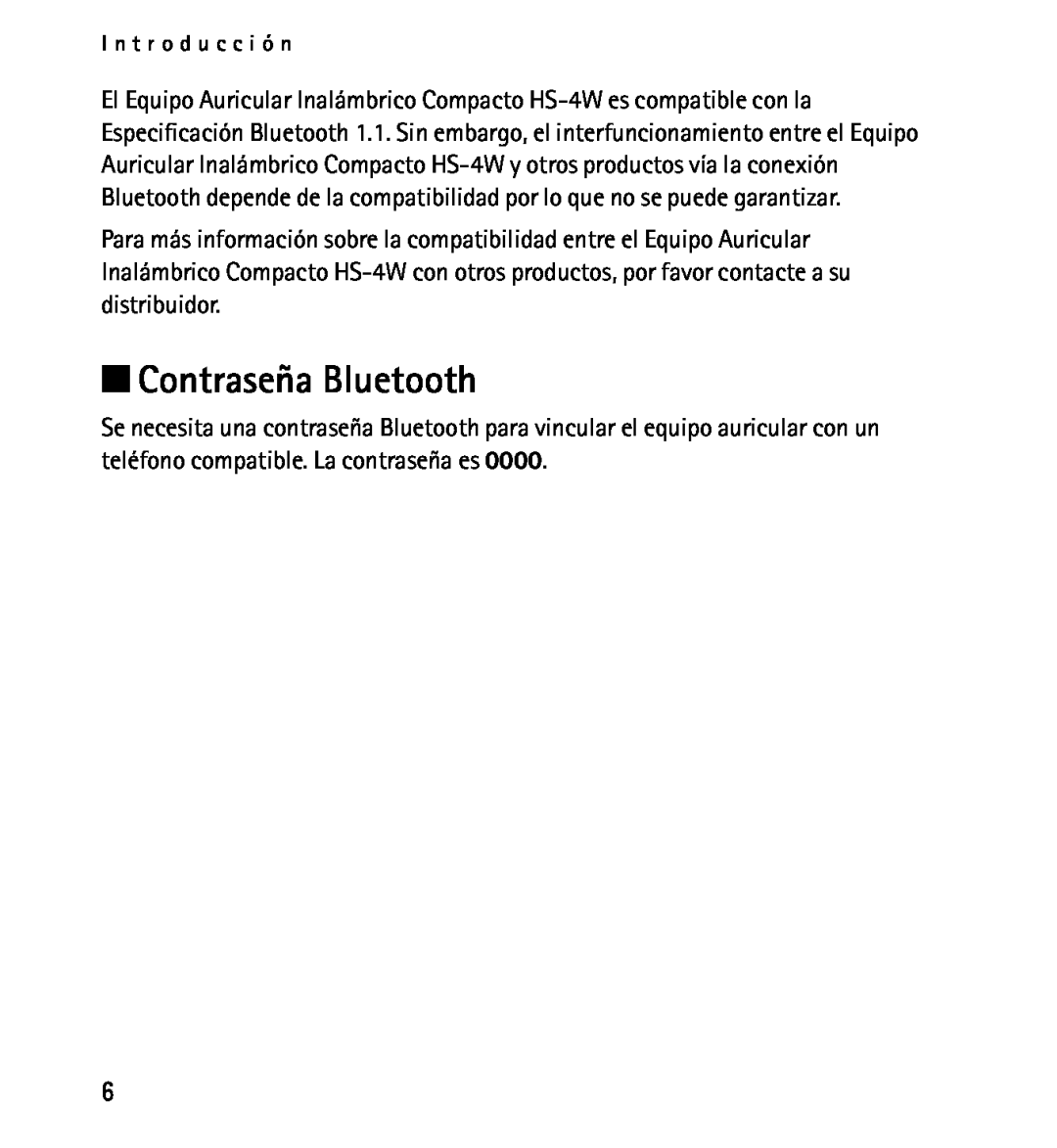 Nokia 9232254 manual Contraseña Bluetooth 