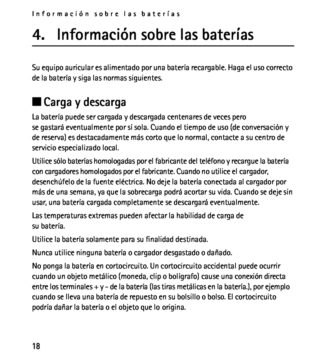 Nokia 9232254 manual Información sobre las baterías, Carga y descarga 
