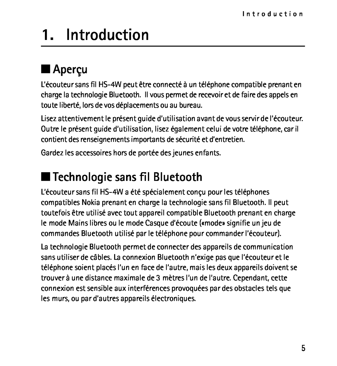 Nokia 9232254 manual Introduction, Aperçu, Technologie sans fil Bluetooth, I n t r o d u c t i o n 