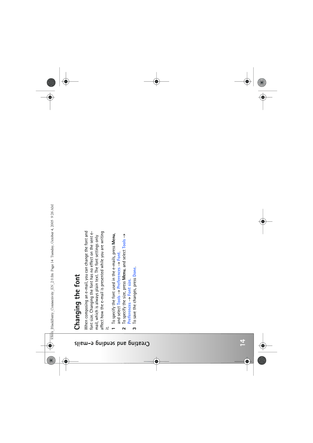 Nokia 9300i manual Changing the font, Creating and sending e-mails 