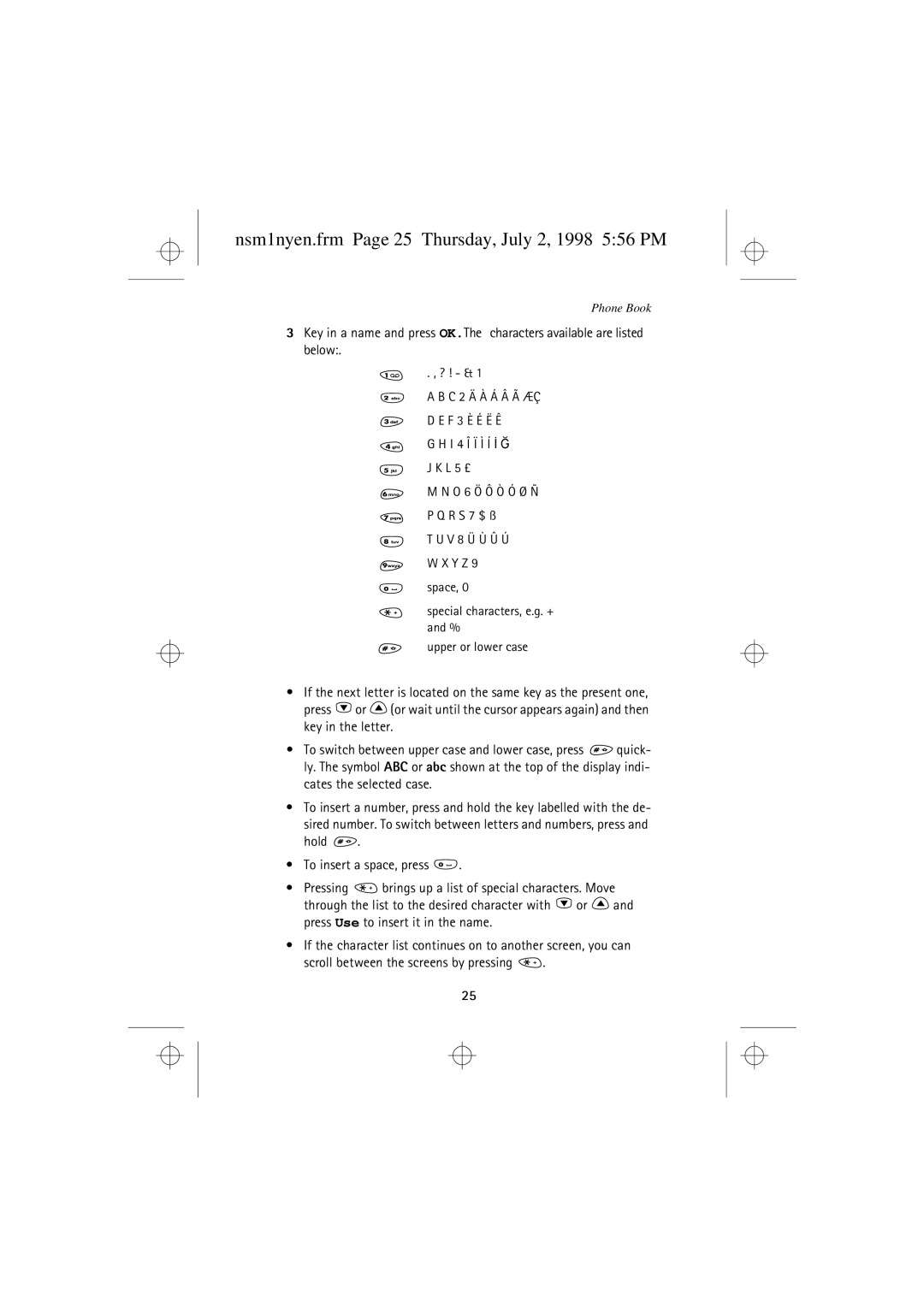 Nokia 9351609 manual Nsm1nyen.frm Page 25 Thursday, July 2, 1998 556 PM 