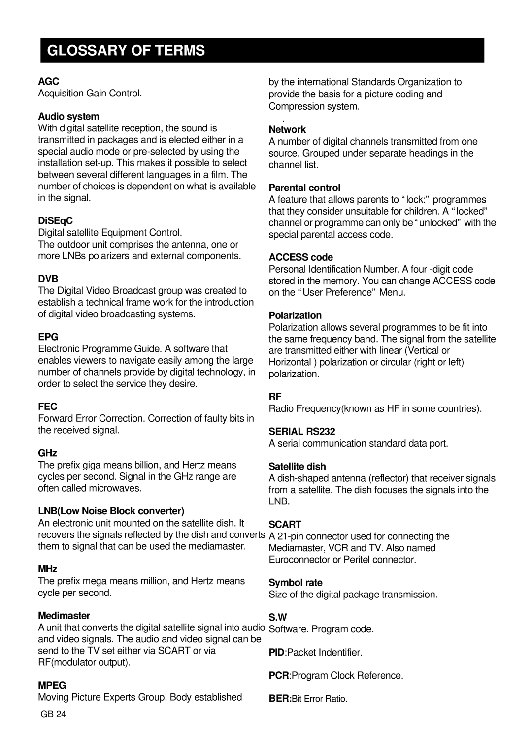 Nokia 9400 S owner manual Glossary of Terms 