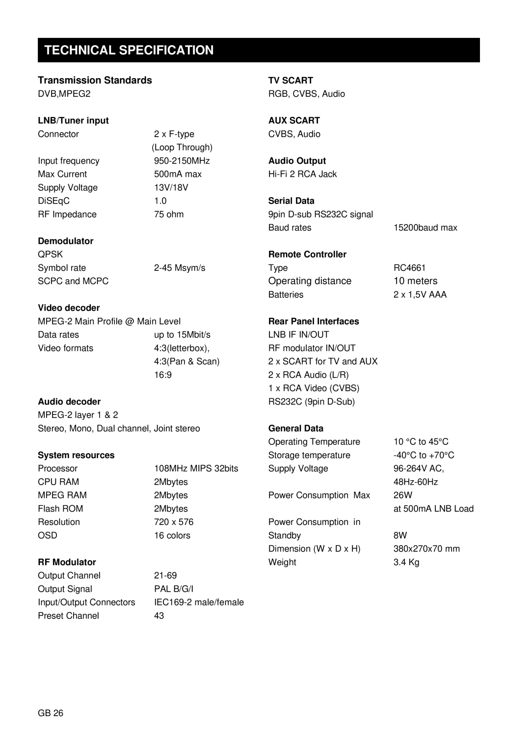 Nokia 9400 S owner manual Technical Specification, Transmission Standards 