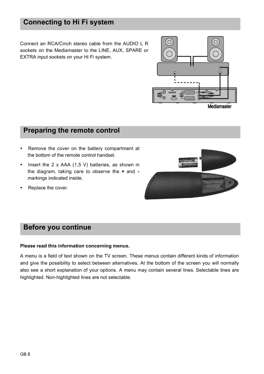 Nokia 9450 S owner manual Connecting to Hi Fi system, Preparing the remote control, Before you continue 