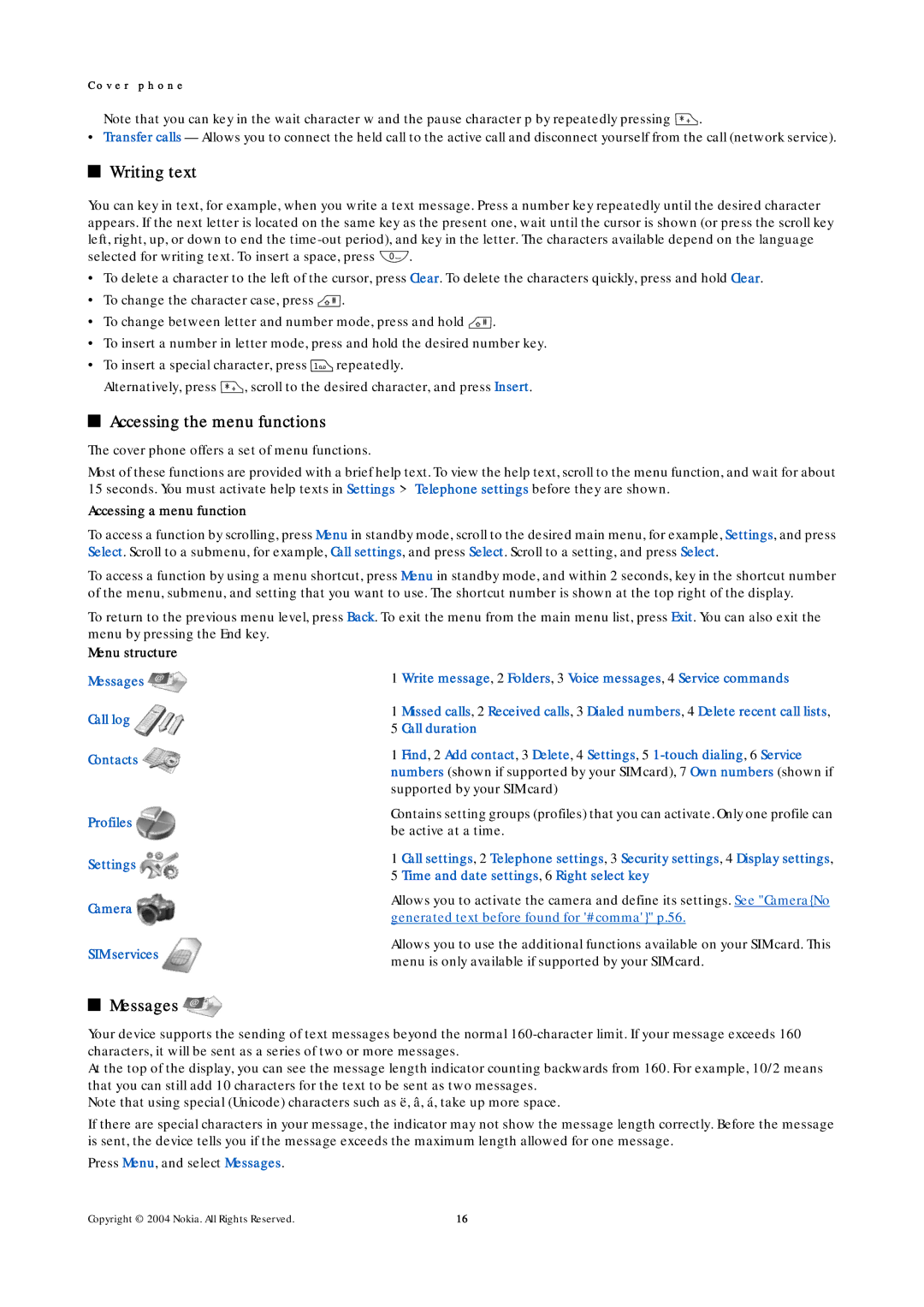 Nokia 9500 manual Writing text, Accessing the menu functions, Messages 