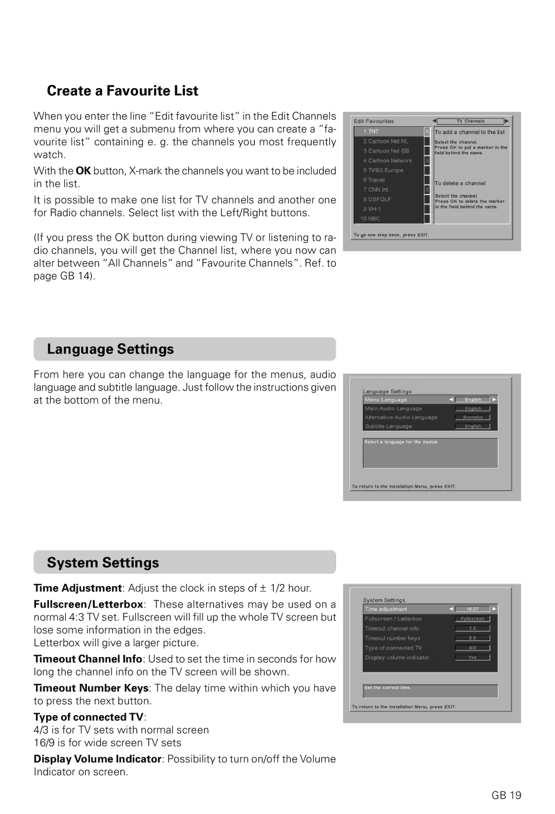 Nokia 9600C owner manual Create a Favourite List, Language Settings, System Settings 