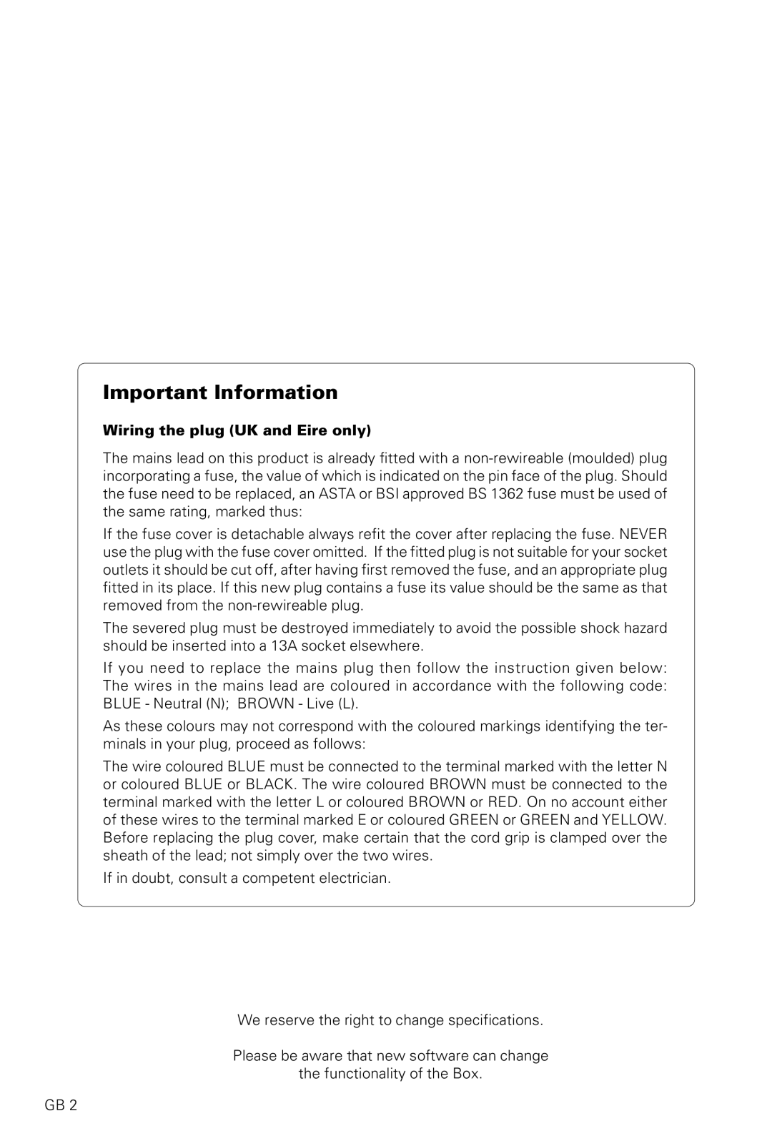 Nokia 9600C owner manual Important Information, Wiring the plug UK and Eire only 