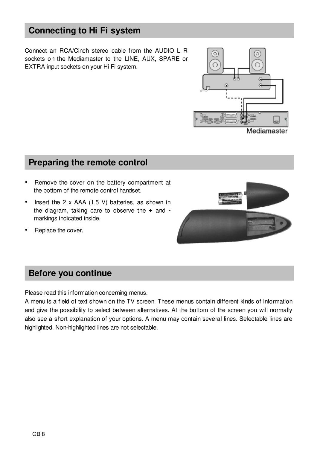 Nokia 9650S owner manual Connecting to Hi Fi system, Preparing the remote control, Before you continue 