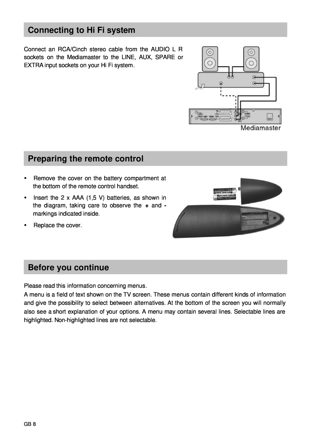 Nokia 9660S owner manual Connecting to Hi Fi system, Preparing the remote control, Before you continue 