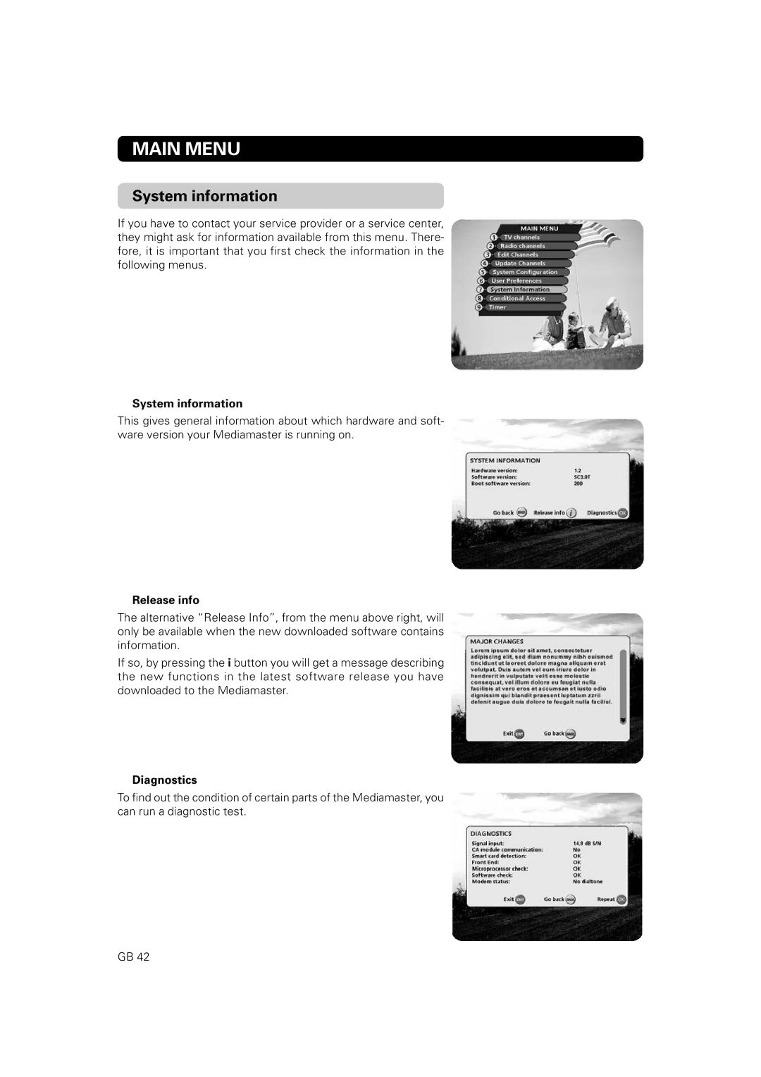 Nokia 9802 S owner manual System information, Release info, Diagnostics 