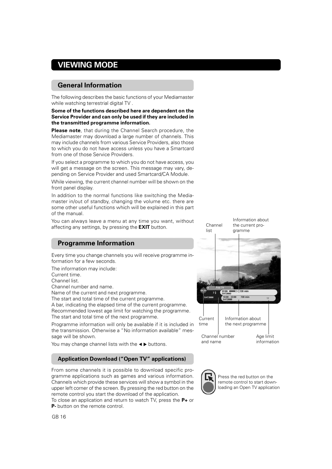 Nokia 9828 owner manual Viewing Mode, Programme Information 