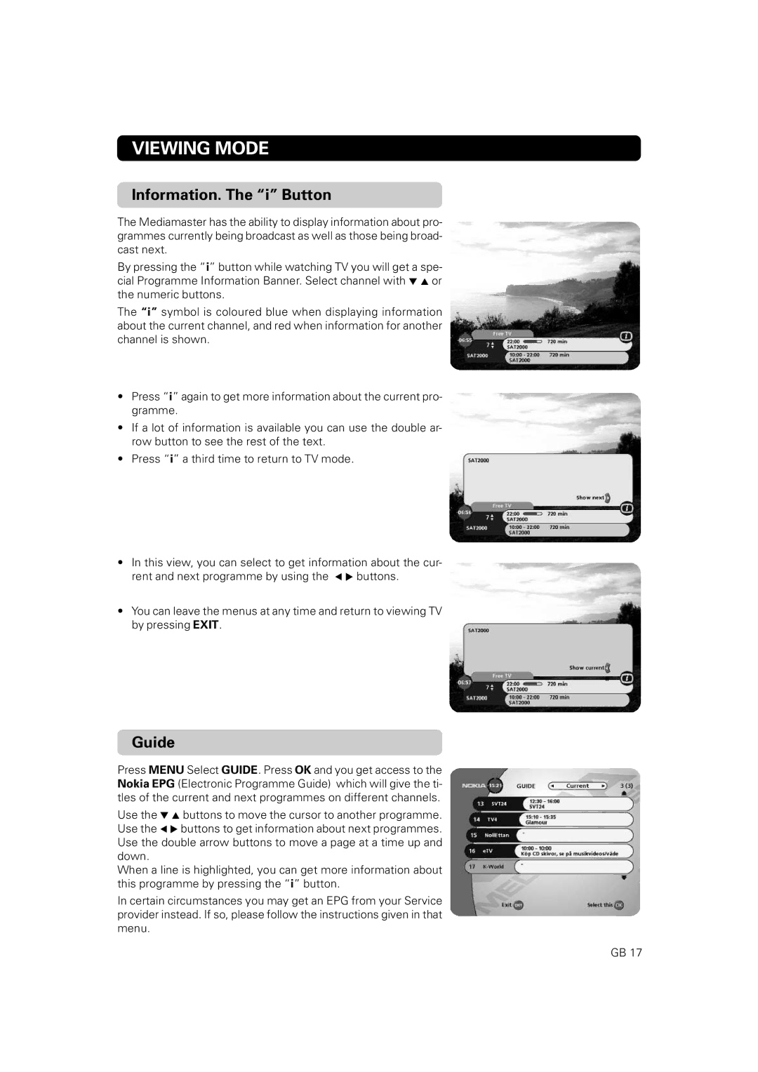 Nokia 9828 owner manual Information. The i Button, Guide 