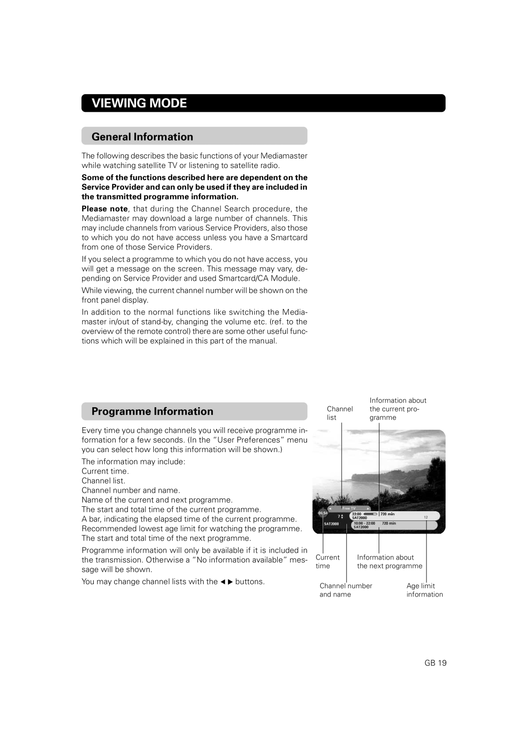 Nokia 9860 S owner manual Viewing Mode, Programme Information 