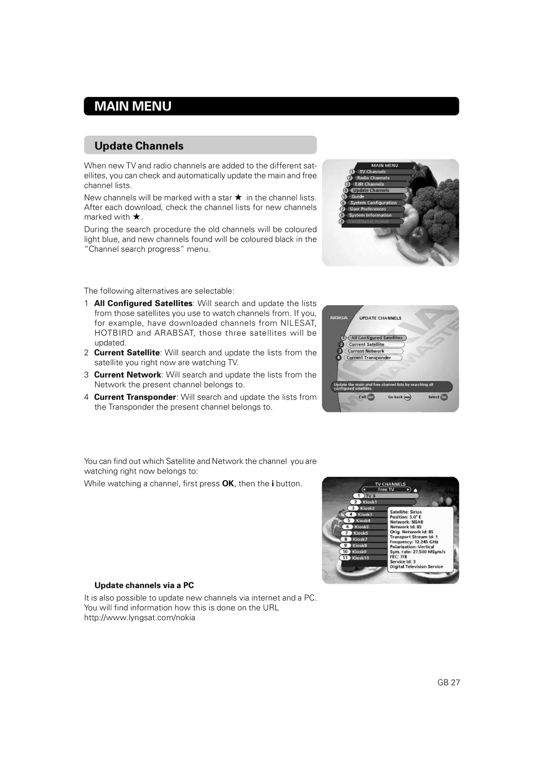 Nokia 9860 S owner manual Update Channels, Update channels via a PC 