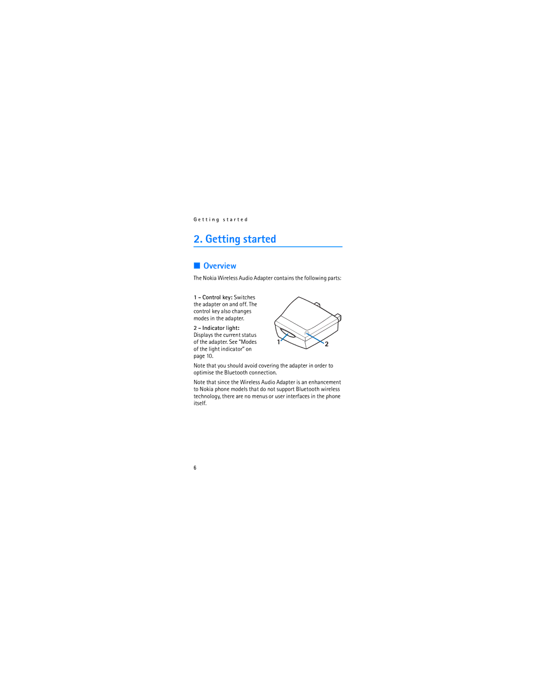 Nokia AD-5B manual Getting started, Overview 