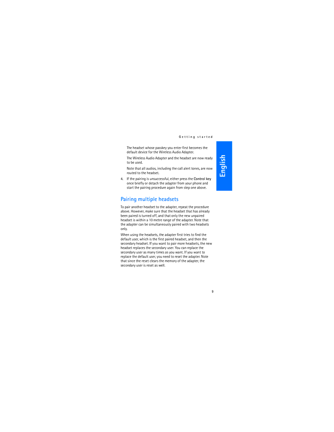 Nokia AD-5B manual Pairing multiple headsets 