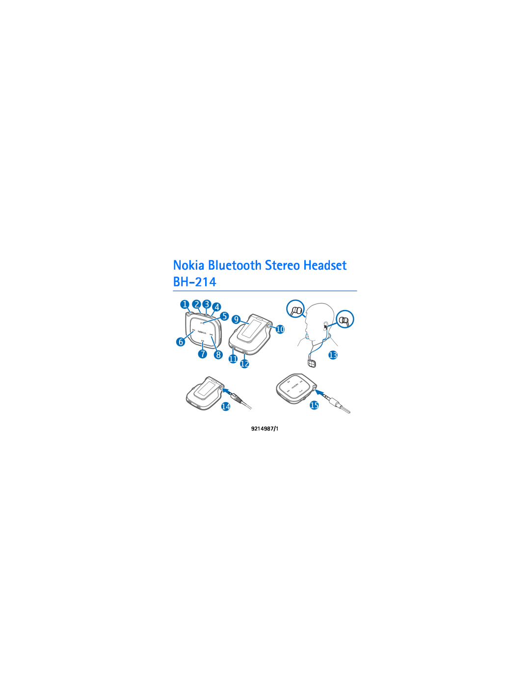 Nokia manual Nokia Bluetooth Stereo Headset BH-214, 9214987/1 