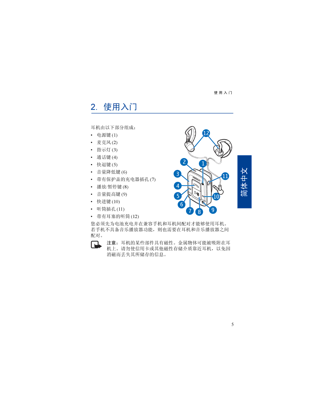 Nokia BH-500 manual 使用入门 