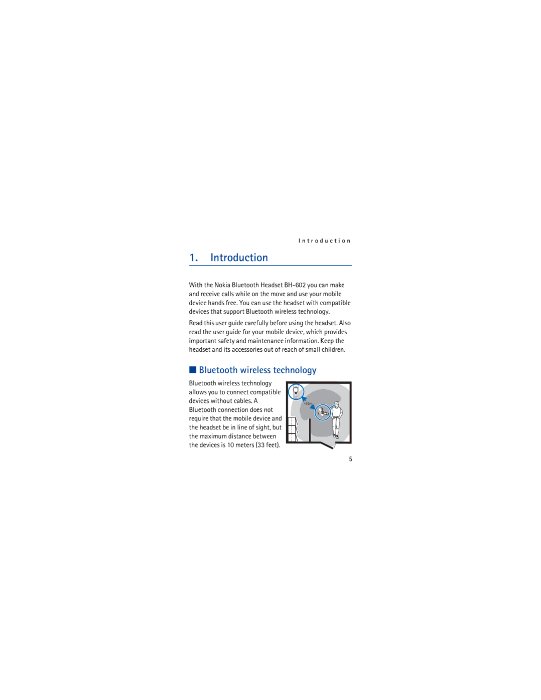 Nokia BH-602 manual Introduction, Bluetooth wireless technology 