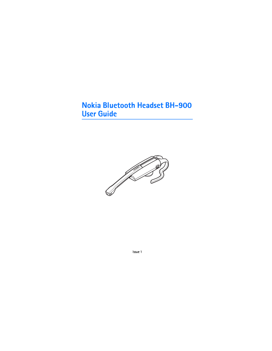 Nokia manual Nokia Bluetooth Headset BH-900User Guide, Issue 