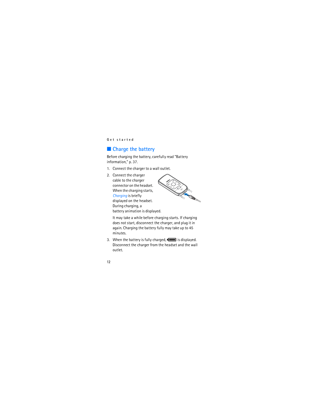 Nokia BH-903 manual Charge the battery, Outlet 