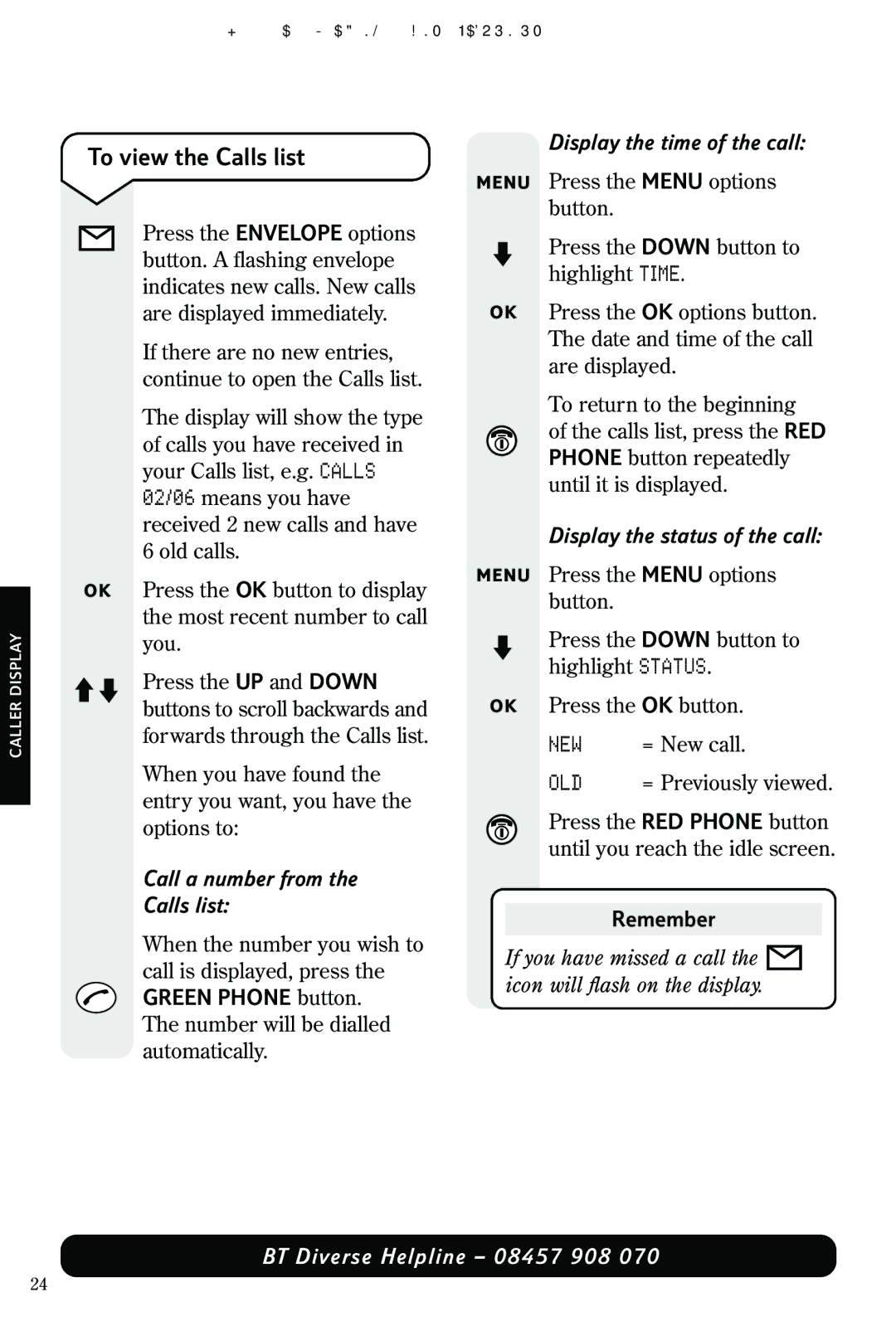 Nokia BT DIVERSE 5100 manual To view the Calls list, Remember 