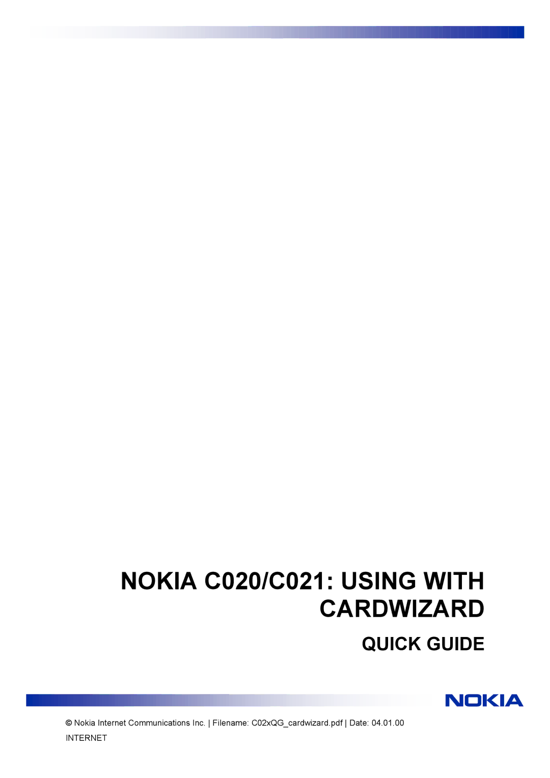 Nokia manual Nokia C020/C021 Using with Cardwizard 