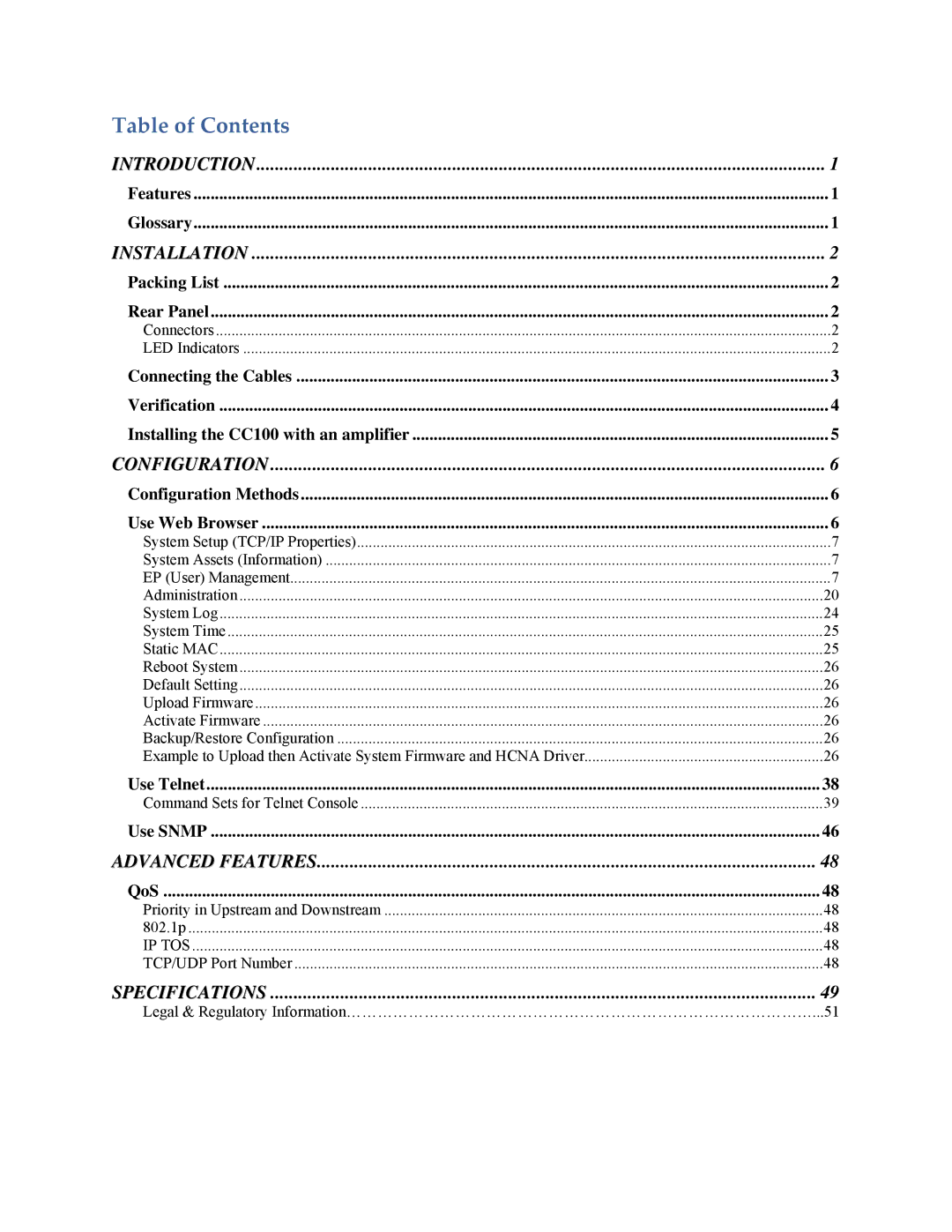 Nokia CC100 manual Table of Contents 