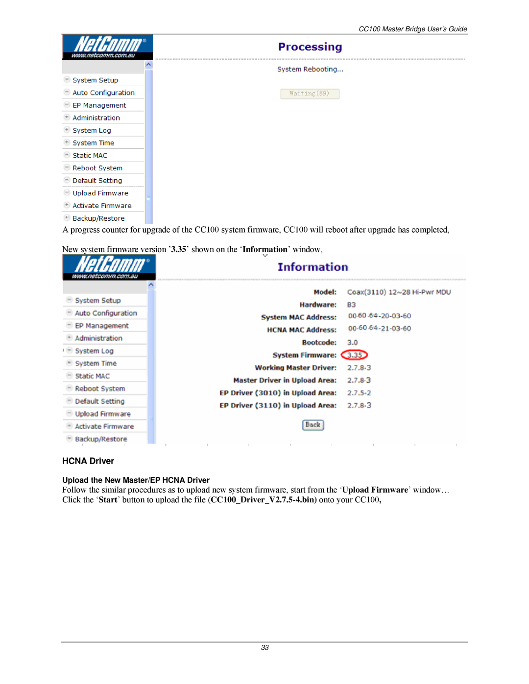 Nokia CC100 manual Hcna Driver 