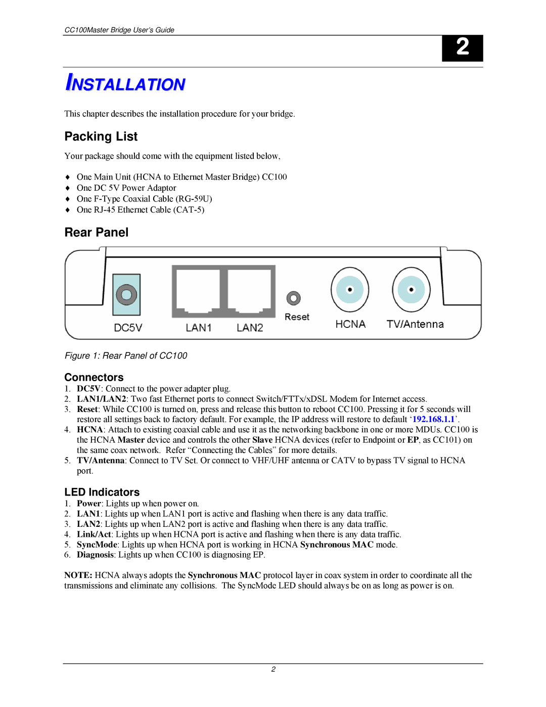 Nokia CC100 manual Packing List, Rear Panel, Connectors, LED Indicators 