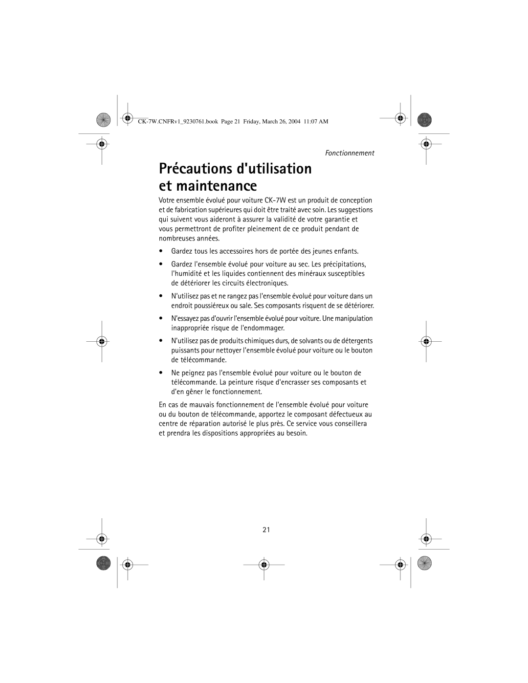 Nokia CK-7W manual Précautions dutilisation et maintenance 