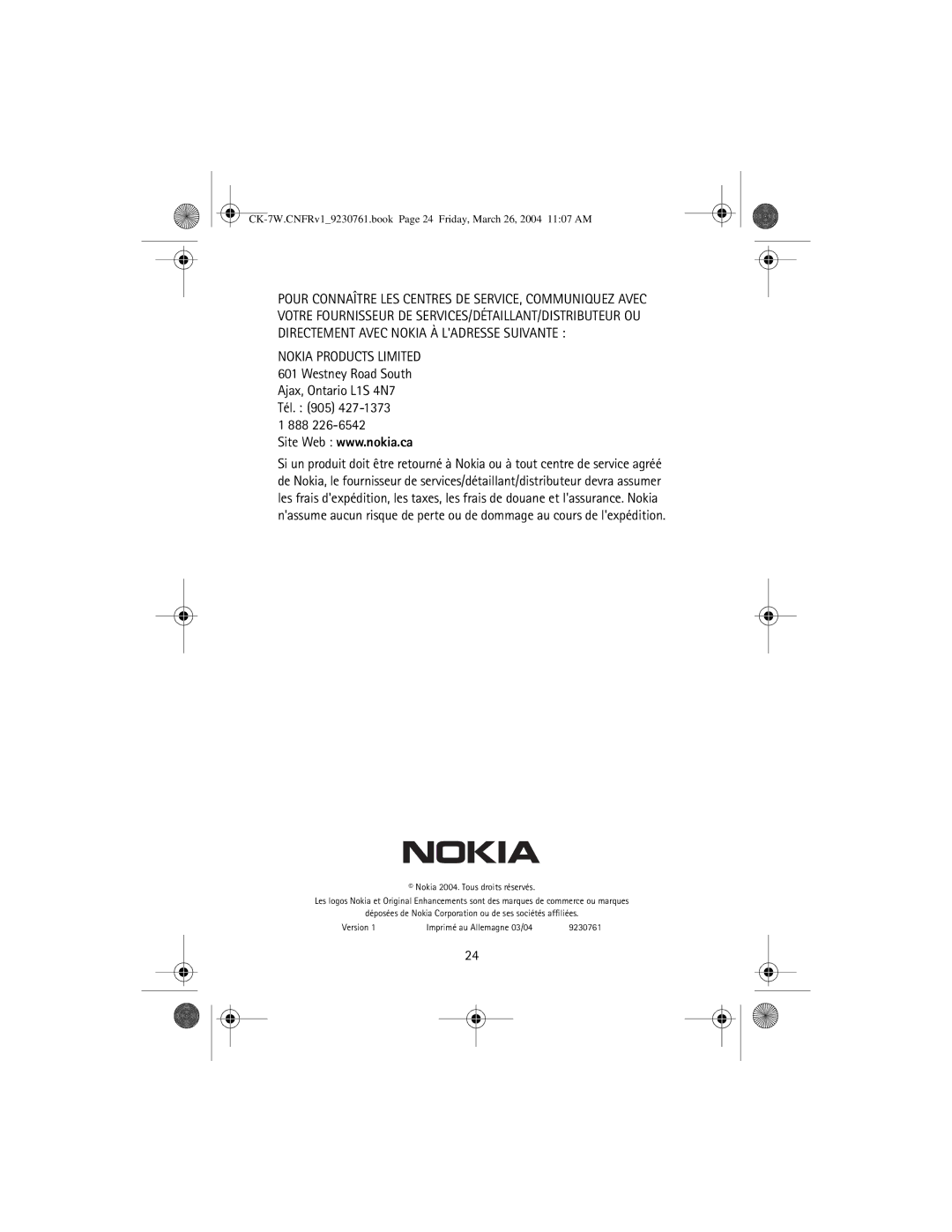 Nokia CK-7W manual 888 