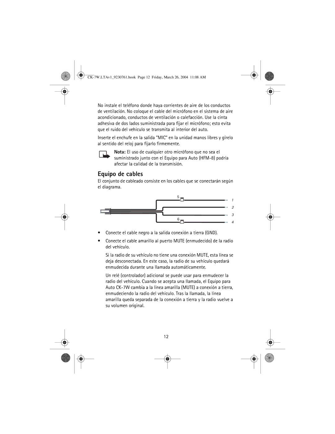 Nokia CK-7W manual Equipo de cables 